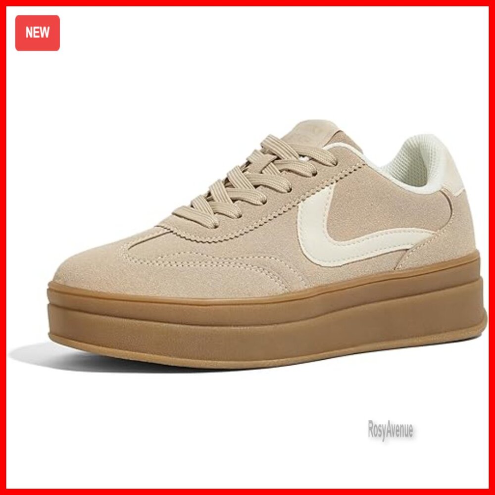 Platform Sneakers Retro Lace-Up Walking Shoes Comfortable Thick Sole